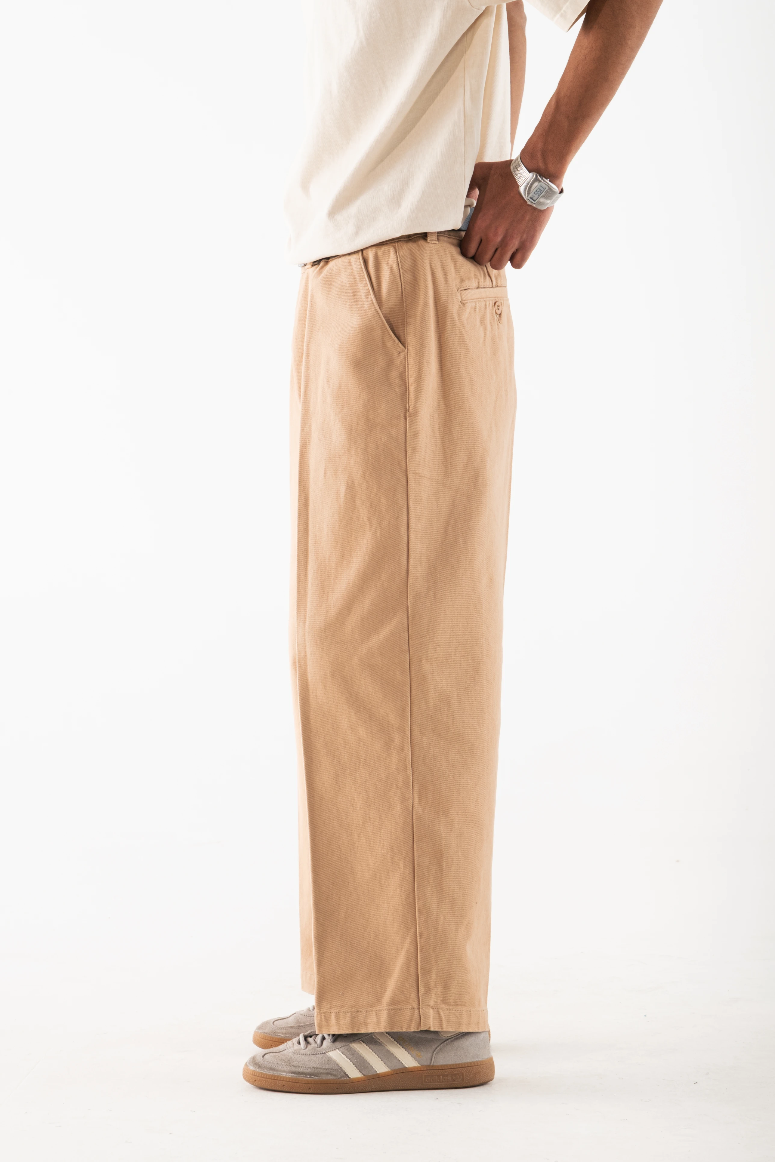 Relaxed Fit White Denim Pants