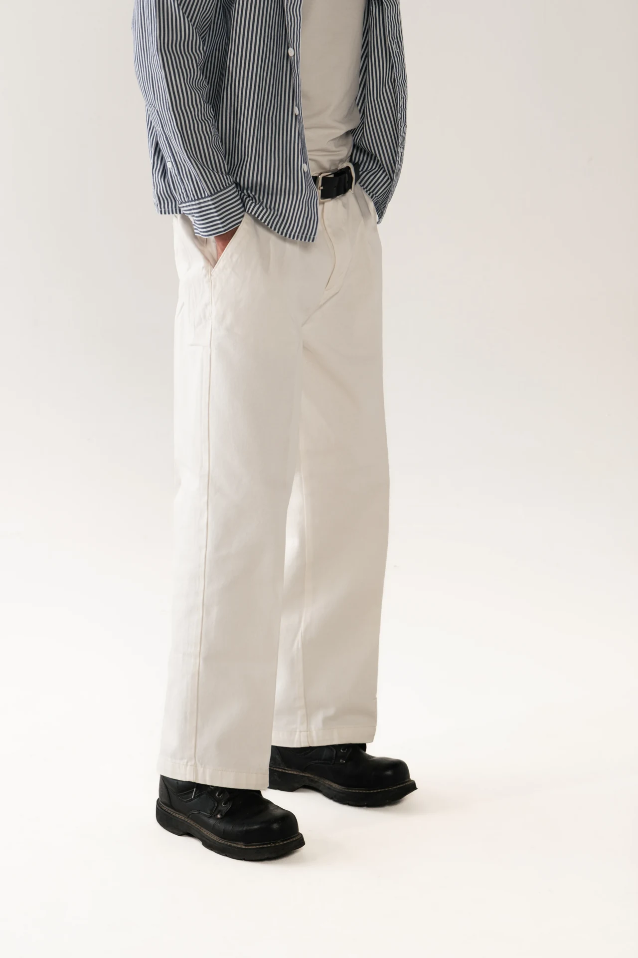 Relaxed Fit White Denim Pants