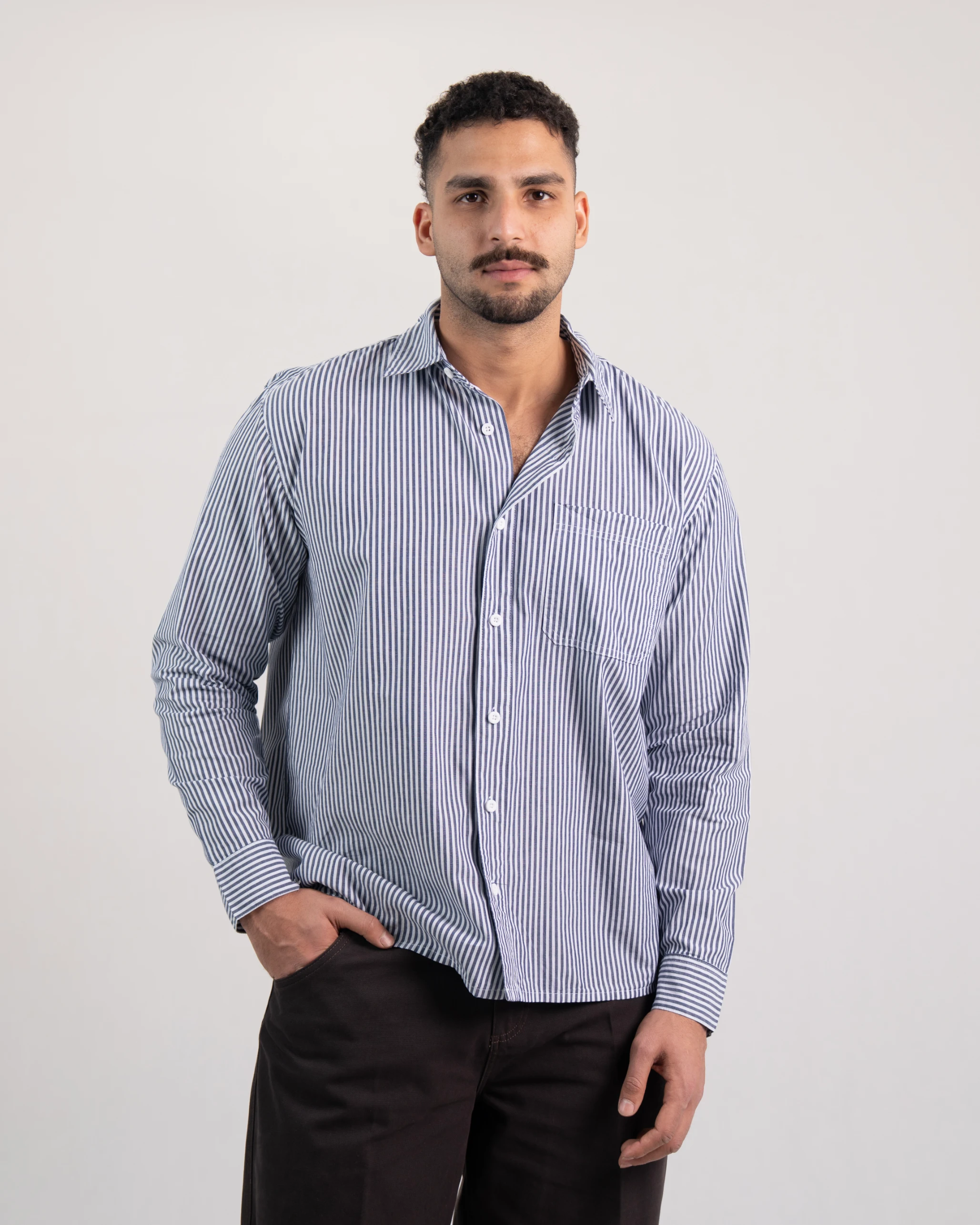 STRIPED LONG SLEEVE RELAX LINE SHIRT