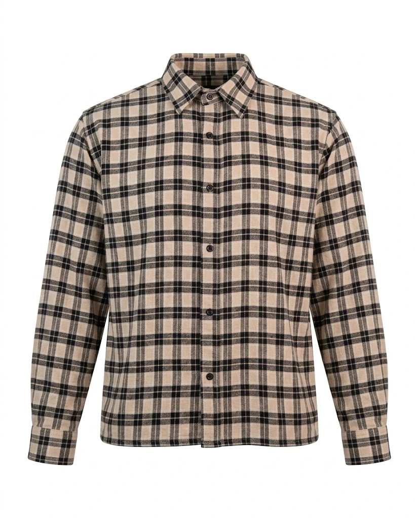 BEIGE / SAND PLAID OVERSHIRT