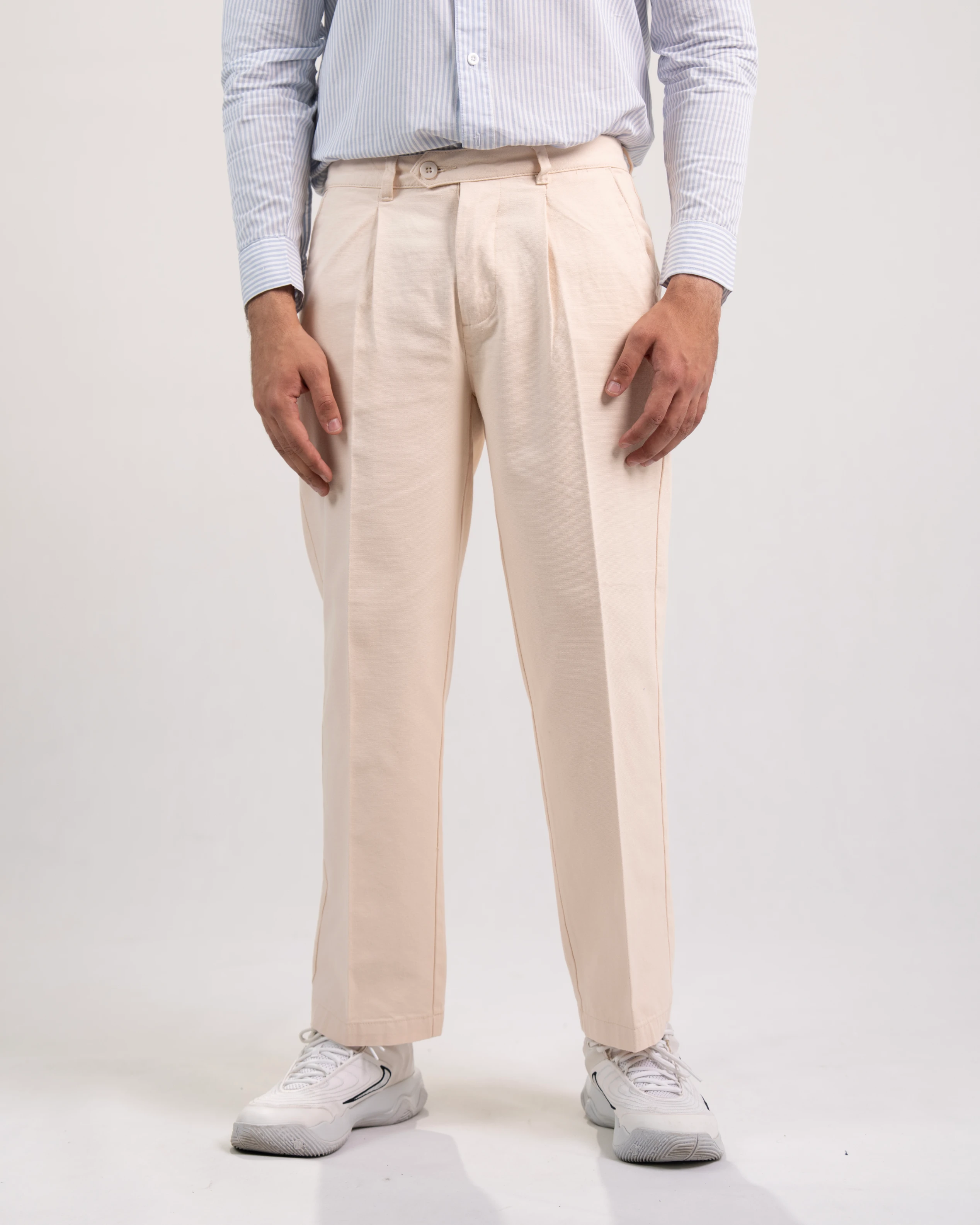 Sand Pleated Trouser